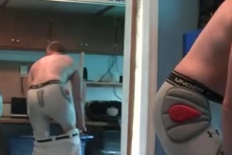 slutty penis stroking in football gear