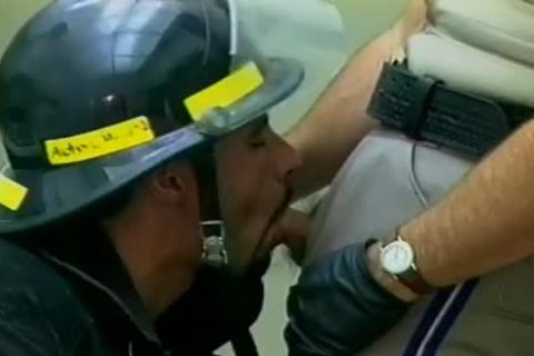 kinky Fireman And Police Officer fuck On The couch