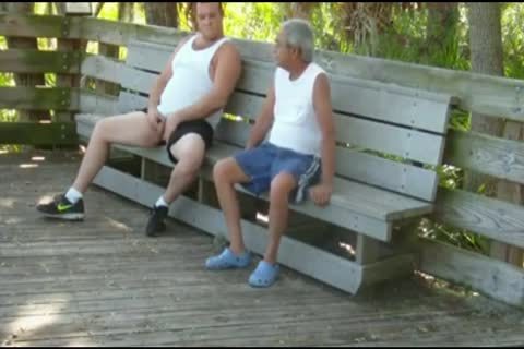 outdoors Scenes Where older man Sucks & gets pounded By bulky