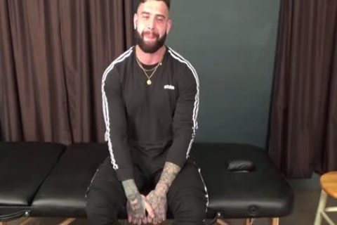 hairy Muscle Tattoo get Hand Job