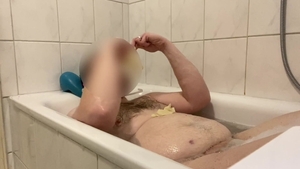 BHDL - THE BREATHTUB three - bizarre LATEXGLOVE BREATHPLAY WITH sperm eating IN THE BATHTUB -