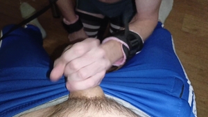 Femboy Cross below The Table Served The humongous rod Of The Owner 's Daddy In Adidas !