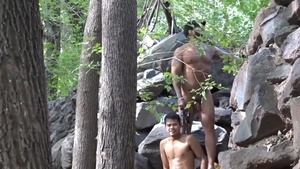 GayAsianNetwork: Muscled John Rene jerking big cock outdoors