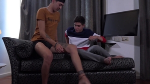 BarebackLatinoz - Skinny latin Simon bareback kissing on sofa
